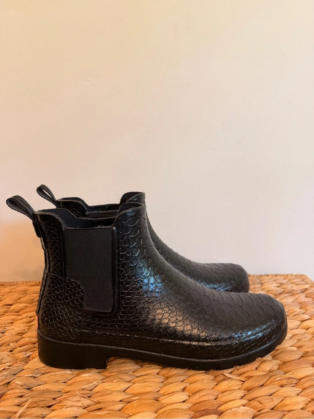 Hunter Black Textured Rain Boots